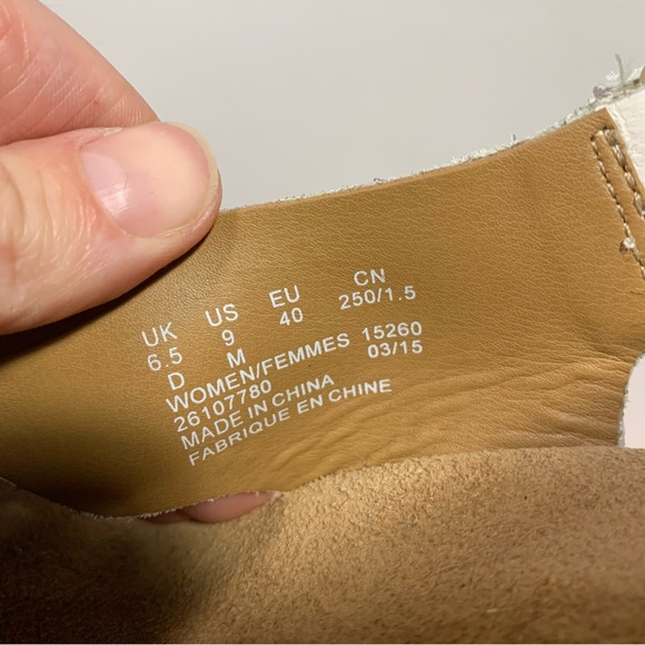 CLARKS White Leather Wedge Sandals Caslynn Shae Platform Summer Spring - Picture 3 of 11